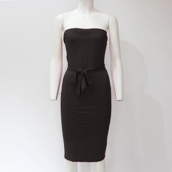 REVAMPED Black Tube Midi Bodycon Dress - Picture 1 of 5